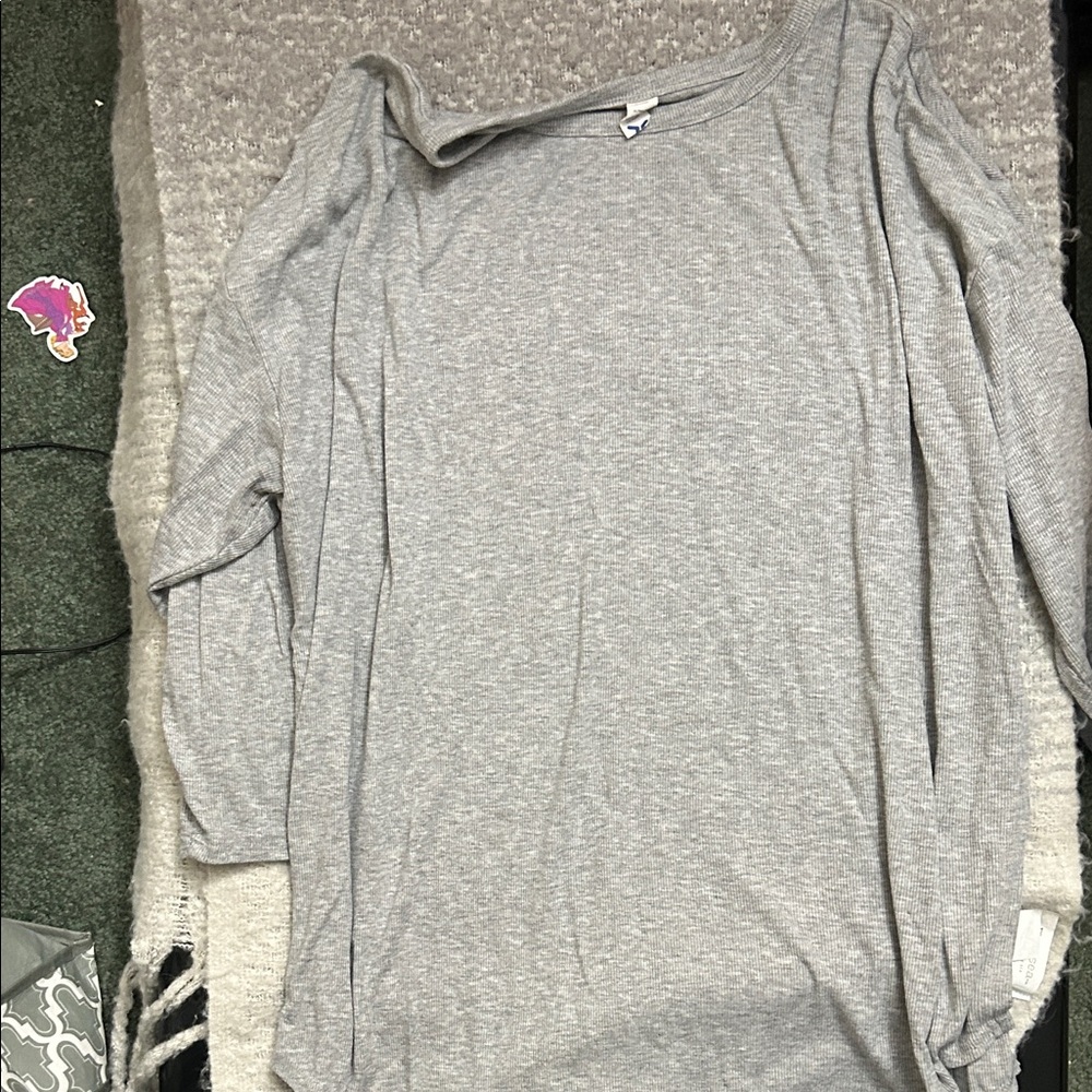 Gray Loose fitting Maternity & Nursing Top